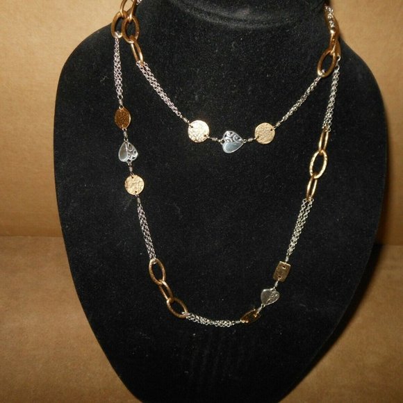 Silver Plated Etched Heart War Necklace 40 inches - Picture 3 of 3